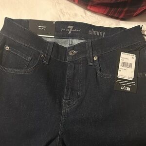 7 for all Mankind Slim Straight Jeans Dark Wash Womens Luxury Classic Winter